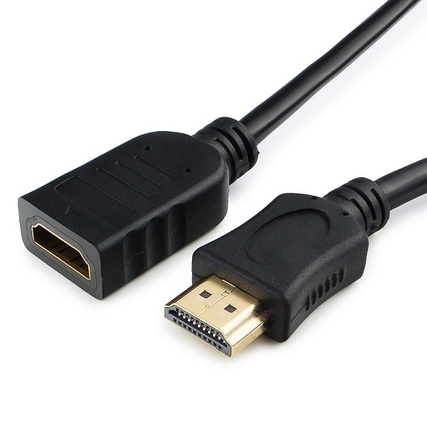 

Кабель интерфейсный HDMI удлинитель Cablexpert CC-HDMI4X-0.5M v2.0, 19M/19F, черный, позол.разъемы, экран, CC-HDMI4X-0.5M