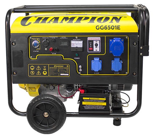 

Генератор бензиновый CHAMPION GG6501E (5/5,5кВт,OHV420 16лс 25л 2,5л/ч 12V), GG6501E