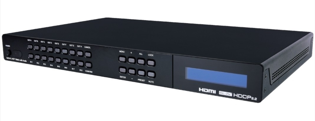 

Коммутатор матричный Cypress CPLUS-V8H8HPA 8х8 HDMI 2.0 (4:4:4) с HDR и выходом стереоаудио (8х miniJack 3,5 мм), CPLUS-V8H8HPA