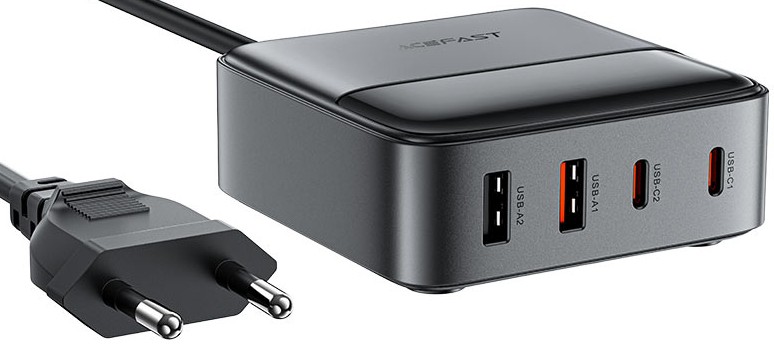 

Зарядное устройство сетевое ACEFAST PD Z6 AF-Z6-BK 65W GaN (2*USB-C+2*USB-A) Desktop charging adapter (EU). Цвет: черный, PD Z6