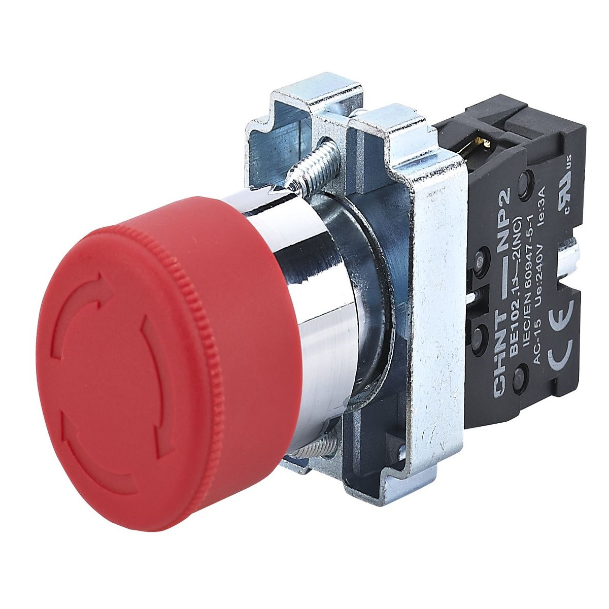 

Кнопка Грибок CHINT 573894 40мм фиксацией NP2-BS542 без подсветки красная 1НЗ, IP40 (R), 573894