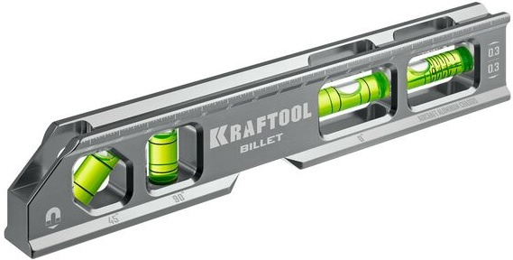 Изображение товара Магнитный пузырьковый уровень Kraftool Billet 200 мм с 4 глазками
