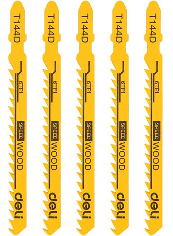 

Набор пилок Deli DH-QJT006-E2 для электролобзика (5шт) по дереву тип T144D, 6TPI, 74мм, DH-QJT006-E2