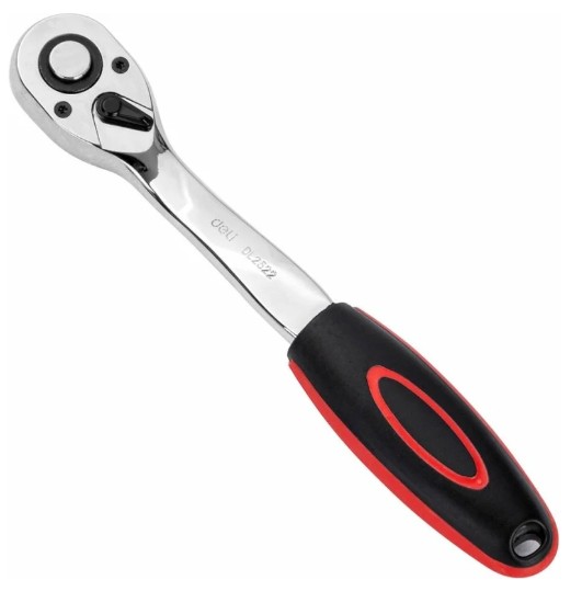 

Ключ Deli DL2522 трещотка 1/2" длина 255мм, 72 зуба, шестерня Cr-Mo, быстросъемная, DL2522