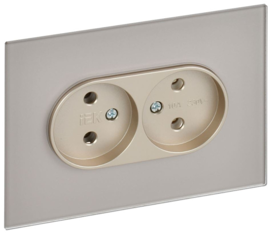 Изображение товара Розетка двухместная без заземления IEK SK-R20-10-K37 для дома и офиса
