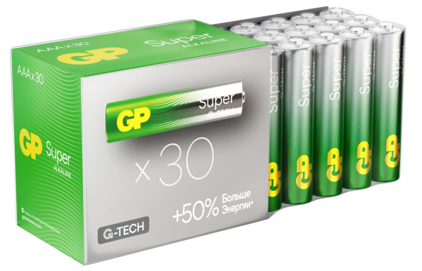 Изображение товара Батарейка GP Super Alkaline LR03 24A 30 шт в упаковке