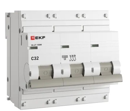 

Автоматический выключатель EKF mcb47100m-3-32C-pro 3P 32А (C) 10кА ВА 47-100M без тепл. расцепит. PROxima, mcb47100m-3-32C-pro