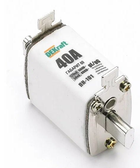 

Предохранитель DEKraft 21337DEK ножевой тип 33, габарит 00, 40А ПН-101, 21337DEK