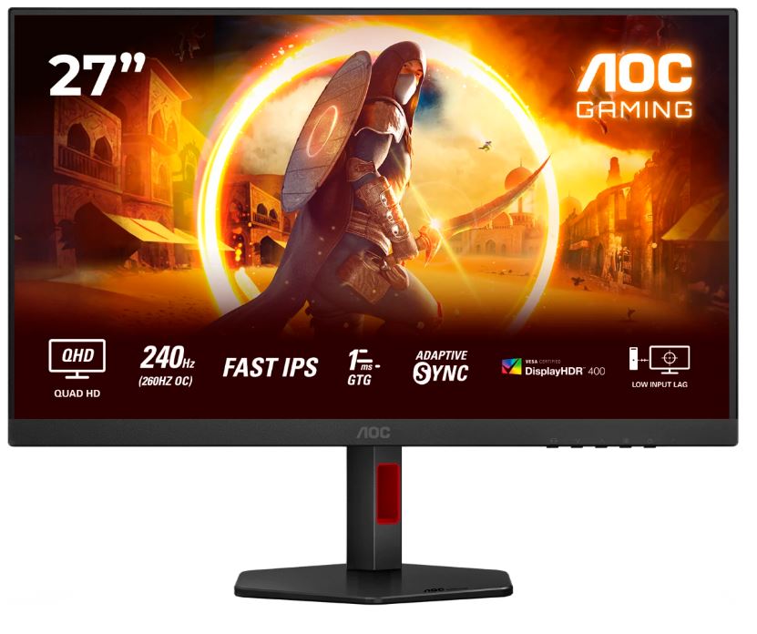 

Монитор 27" AOC Q27G4ZR 2560x1440, WLED, 16:9, IPS, 400cd/m, 1000:1, 0.3ms, 178°/178°, 2*HDMI, DP, 240Hz, black-red, Q27G4ZR