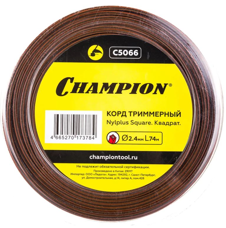 

Корд CHAMPION C5066 триммерный Nylplus Square 2,4мм*74м (квадрат), C5066