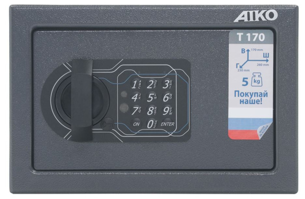 Изображение товара Компактный сейф Aiko T-170 EL для хранения ценностей документов и оружия
