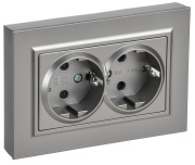 фото Розетка двухместная с заземлением  IEK BR-R28-16-K46-F