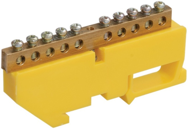 Изображение товара Шина IEK YNN10-69-10D-K05 для электроустановок 10 контактов латунь желтая