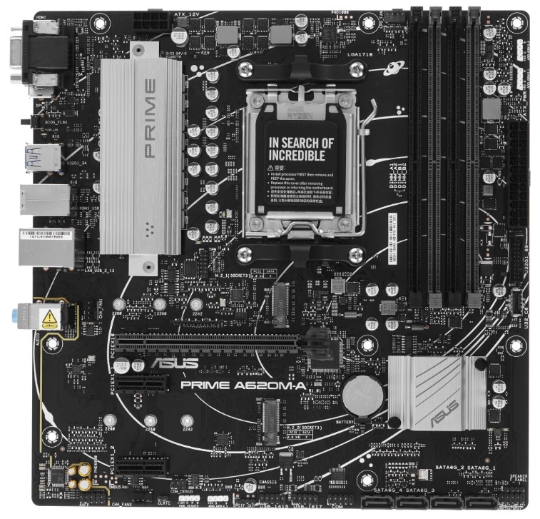 

Материнская плата mATX ASUS PRIME A620M-A-CSM 90MB1F10-M0EAYC (AM5, AMD A620, 4*DDR5(6400), 4*SATA3, Audio, Gb LAN, USB 3.2, USB 2.0, D-Sub, VGA, HDMI, PRIME A620M-A-CSM (УЦЕНЕННЫЙ)