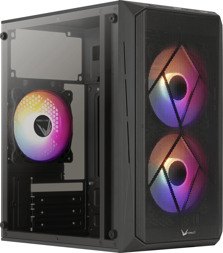 

Корпус mATX Formula V Cs-107 Plus Black без БП, боковая панель из закалённого стекла, USB 3.0, USB 2.0, Cs-107 Plus Black