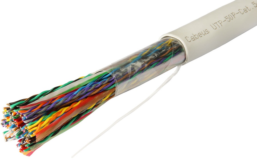 

Кабель витая пара Cabeus UTP-50P-Cat.5-IN UTP (U/UTP), категория 5, 50 пар (24 AWG), одножильный (solid), PVC, UTP-50P-Cat.5-IN