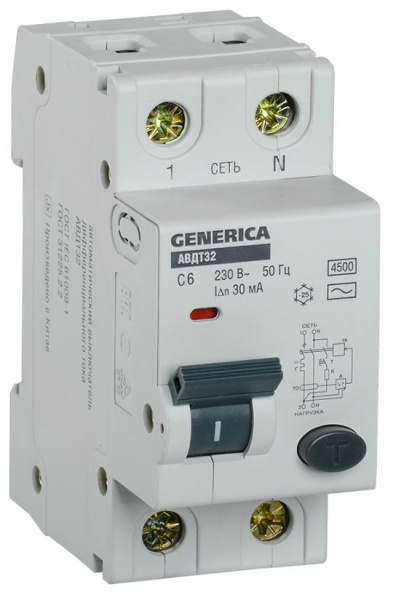 Изображение товара Автомат дифференциальный GENERICA MAD25-5-006-C-30