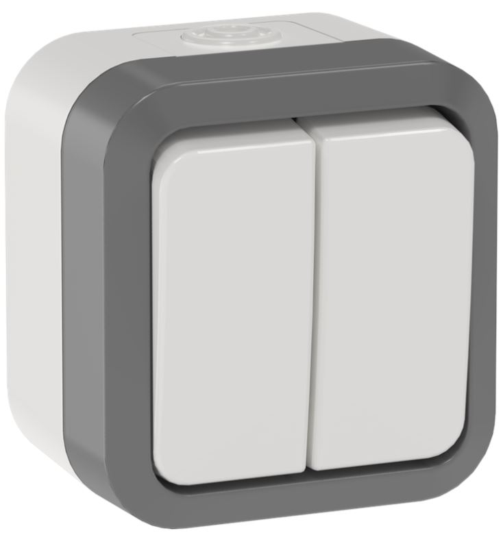 

Переключатель двухклавишный IEK TS-V22-0-10-55-K41 TORS 10А IP55 TS225 сер-бел, TS-V22-0-10-55-K41