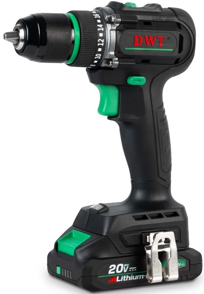 Изображение товара Дрель-шуруповерт аккумуляторный DWT ABSP-20 DNF-2 BMC с бесщеточным двигателем