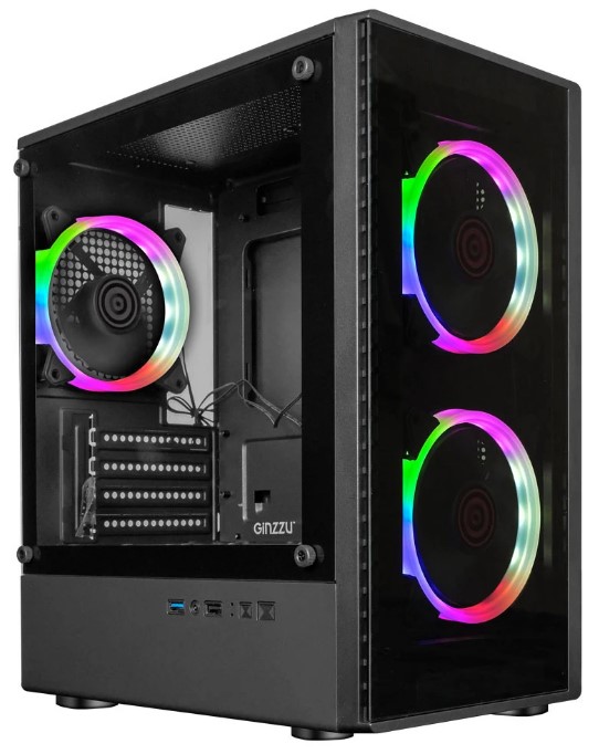 

Корпус mATX Ginzzu CL406 без БП, боковая и фронтальная панель из закалённого стекла, USB 2.0, USB 3.0, CL406