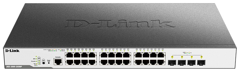 

Коммутатор PoE D-link DGS-3000-28XMP/B1A 24xUTP 100/1000 PoE+ (370Вт), 4x10GBase-X SFP+, L2, DGS-3000-28XMP/B1A