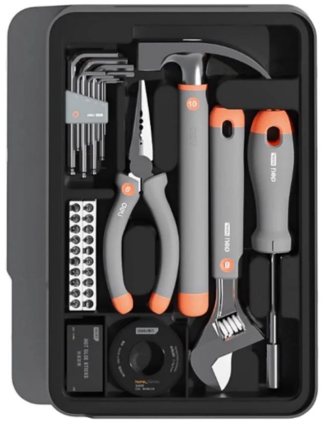 

Набор Deli H1001-ADE ручного инструмента "Home Series Gray" 15 предметов, H1001-ADE