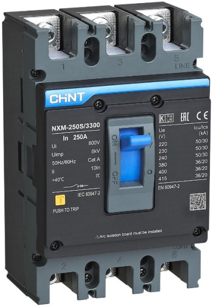 Изображение товара Автоматический выключатель CHINT 844331 3Полюса 200А литой корпус