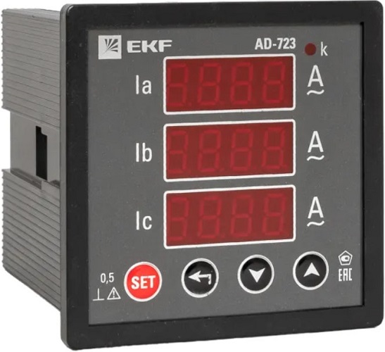

Амперметр EKF ad-723 цифровой на панель (72х72) трехфазный PROxima, ad-723
