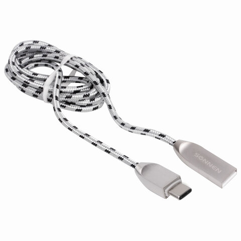 

Кабель интерфейсный SONNEN 513127 USB 2.0-Type-C, 1 м, Premium, медь, передача данных и быстрая зарядка, 513127