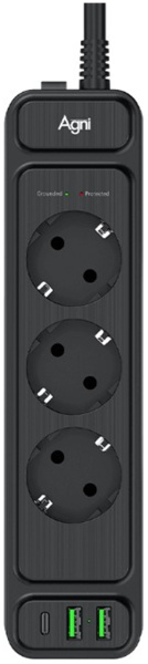 Изображение товара Сетевой фильтр AGNI TP-FS3U3E-PD-2m-black