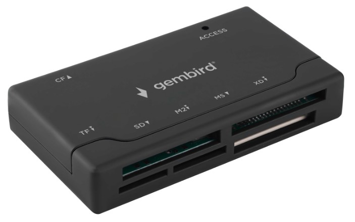

Карт-ридер Gembird FD2-MSD-4 USB2.0 6в1: SD, TF (MicroSD), XD, MS, M2, CF, кабель 50см, черный, FD2-MSD-4