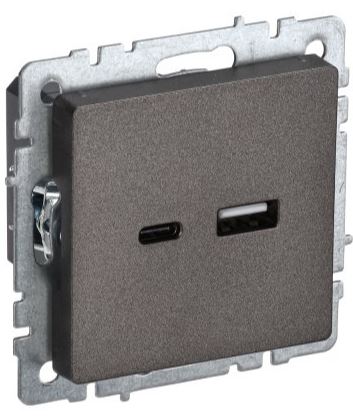 

Розетка USB IEK BR-U22-018-K45 BRITE тип A+тип C 18Вт РЮ11-1-БрТБ Бронза, BR-U22-018-K45