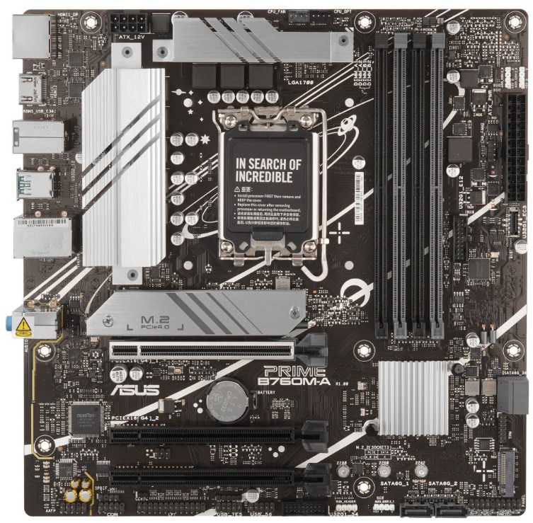 

Материнская плата mATX ASUS PRIME B760M-A-CSM 90MB1EK0-M1EAYC (LGA1700, B760, 4*DDR5, 3*PCIe, 4*SATA, 2*M.2, 2*USB 3.1, 4*USB 2.0, DP, 2*HDMI), PRIME B760M-A-CSM