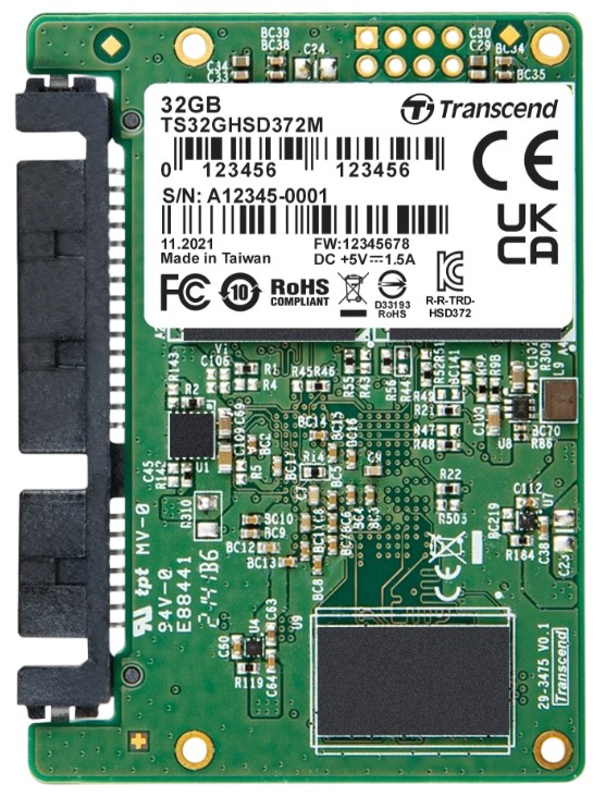 Промышленный накопитель SSD Half-slim Transcend TS32GHSD372M 32GB, 280/50MB/s, 90 TBW, MTBF 2.5M