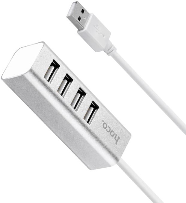

Концентратор Hoco HB1 6957531038146 4*USB, серебристый, HB1