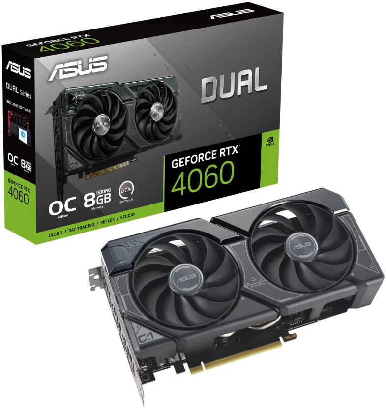

Видеокарта PCI-E ASUS Geforce RTX 4060 DUAL OC (DUAL-RTX4060-O8G) 8GB GDDR6 128bit 5nm 1830/17000MHz HDMI/3*DP, Geforce RTX 4060 DUAL OC (DUAL-RTX4060-O8G)