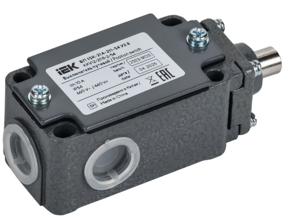 

Выключатель путевой IEK KKV12-2118-2-54 ВП 15К-21А-211-54 У2.8 толкатель прям. действия, KKV12-2118-2-54