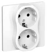 фото Розетка двухместная с заземлением  IEK FI-R21C-16-1-K01