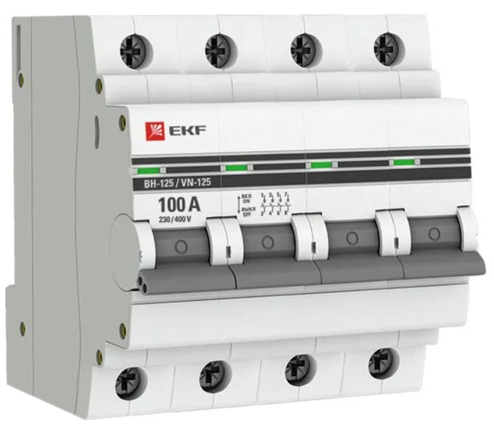 

Рубильник EKF SL125-4-100-pro ВН-125 4P 100А, SL125-4-100-pro