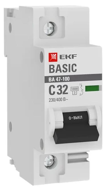 

Автоматический выключатель EKF mcb47100-1-32C-bas 1P 32А (C) 10kA ВА 47-100 Basic, mcb47100-1-32C-bas