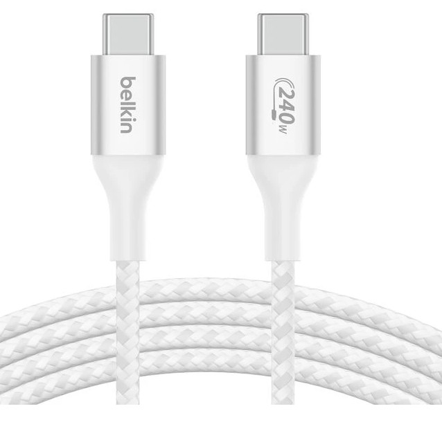 

Кабель Belkin CAB015bt1MWH 240W PD 3.1 USB-C To USB-C Braided Cable. Длина: 1м. Цвет: белый, CAB015bt1MWH
