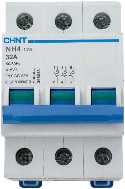 

Выключатель нагрузки CHINT 398043 3P, 32А, NH4, 398043