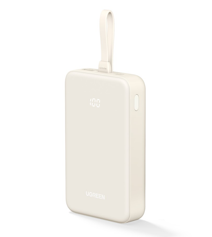 

Кабель UGREEN PB505 35340_ 20000mAh Quick Charging Power Bank 20W Build-in USB-C Cable, white, PB505