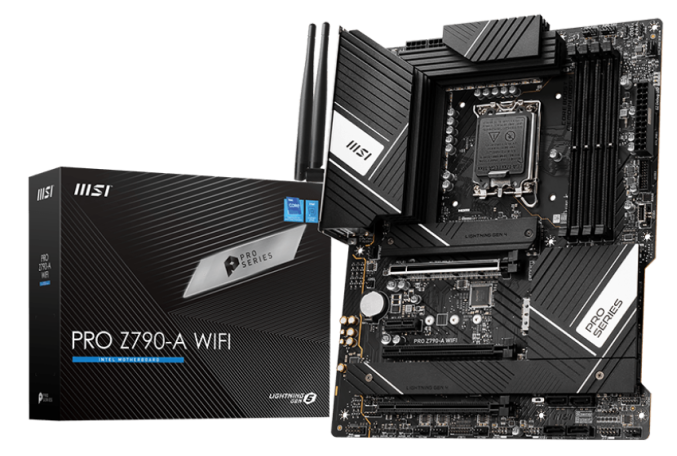 

Материнская плата ATX MSI PRO Z790-A WIFI (LGA1700, Z790, 4*DDR5 (7200), 6*SATA 6G RAID, 4*M.2, 4*PCIE, 2.5Glan, WiFi, BT, HDMI, DP, USB Type-C, 5*USB, PRO Z790-A WIFI