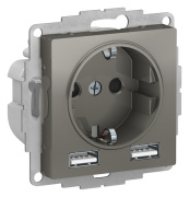 фото Розетка с заземлением с 2 USB Systeme Electric ATN000930