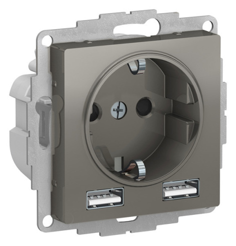 фото Розетка с заземлением с 2 USB  Systeme Electric ATN000930 в Екатеринбурге