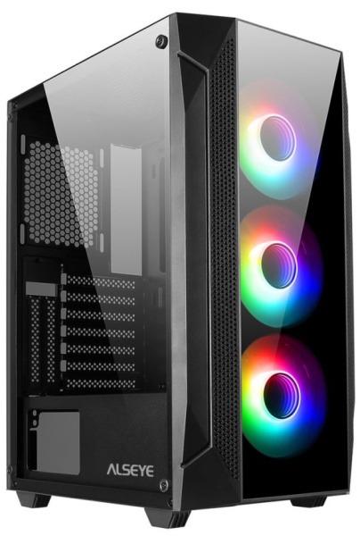 Изображение товара Корпус ALSEYE Phantom 1.0-BK Mid Tower с стеклянными панелями и хорошей вентиляцией
