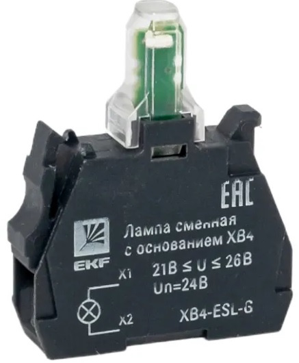Изображение товара Сменная светодиодная лампа EKF XB4-ESL-G с основанием BA9s 24 В