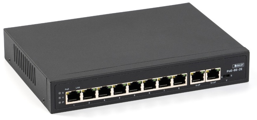 

Коммутатор Бастион SKAT PoE-8E-2E PoE Plus, мощность 120Вт, порты: 8-Ethernet, 2-Uplink, SKAT PoE-8E-2E