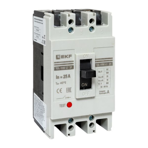 Изображение товара Автоматический выключатель EKF mccb99-63-25m - защита сетей 25 А